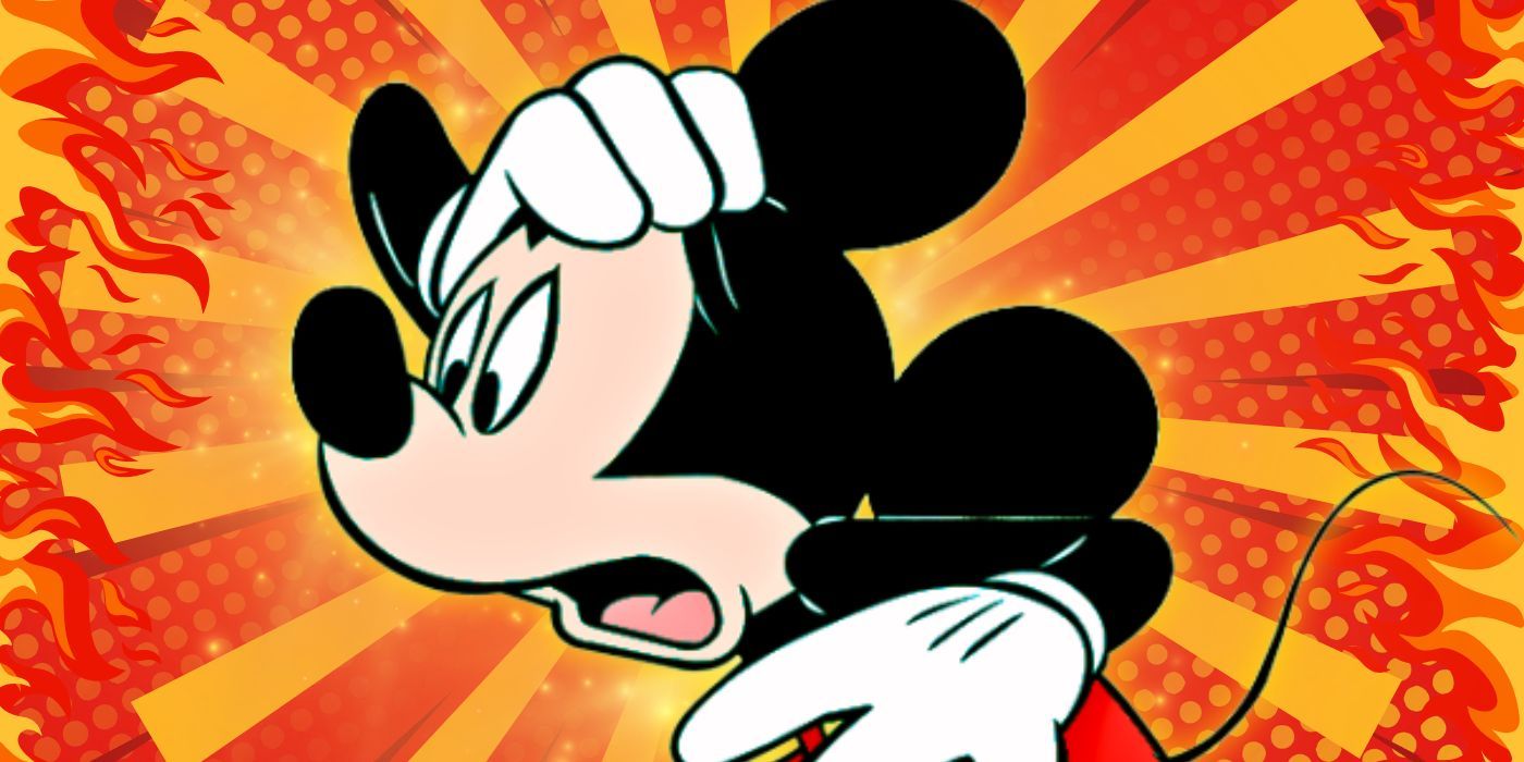 Disney's Mickey Mouse con un aspecto asustado.