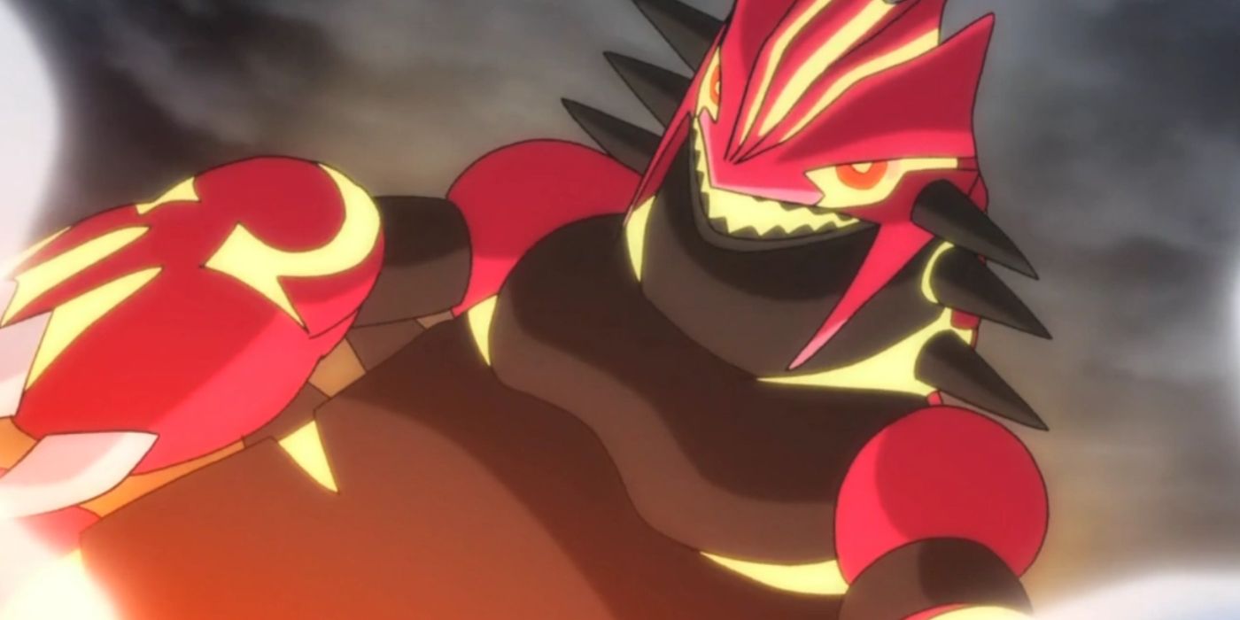 Primal Groudon luciendo amenazante en el anime.