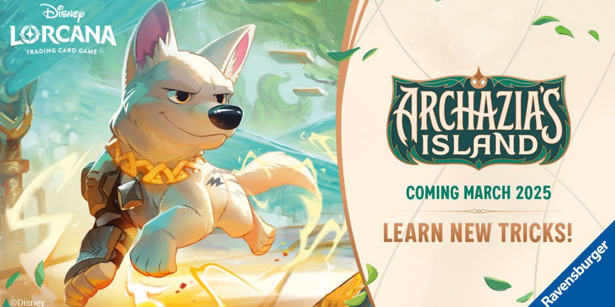 Arte promocional para el set de la isla de Archazia de Disney Lorcana con Bolt