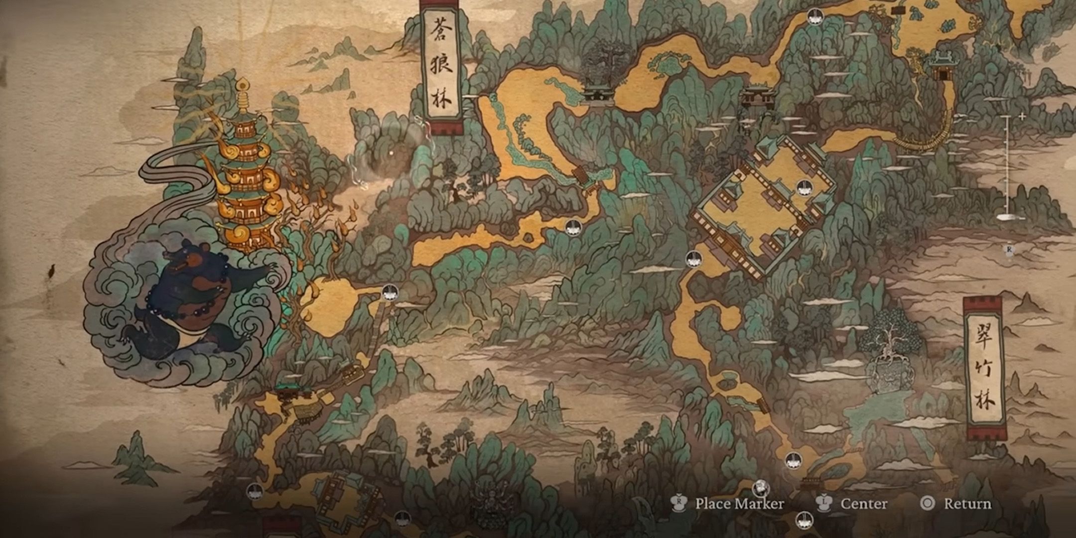 Mito negro: mapa de Wukong en el juego.