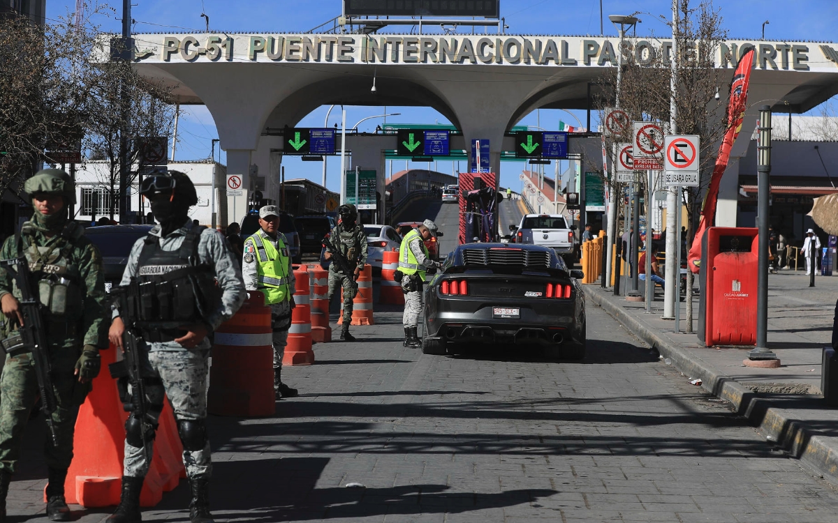 Guardia Nacional vigila puentes internacionales de Ciudad Juárez