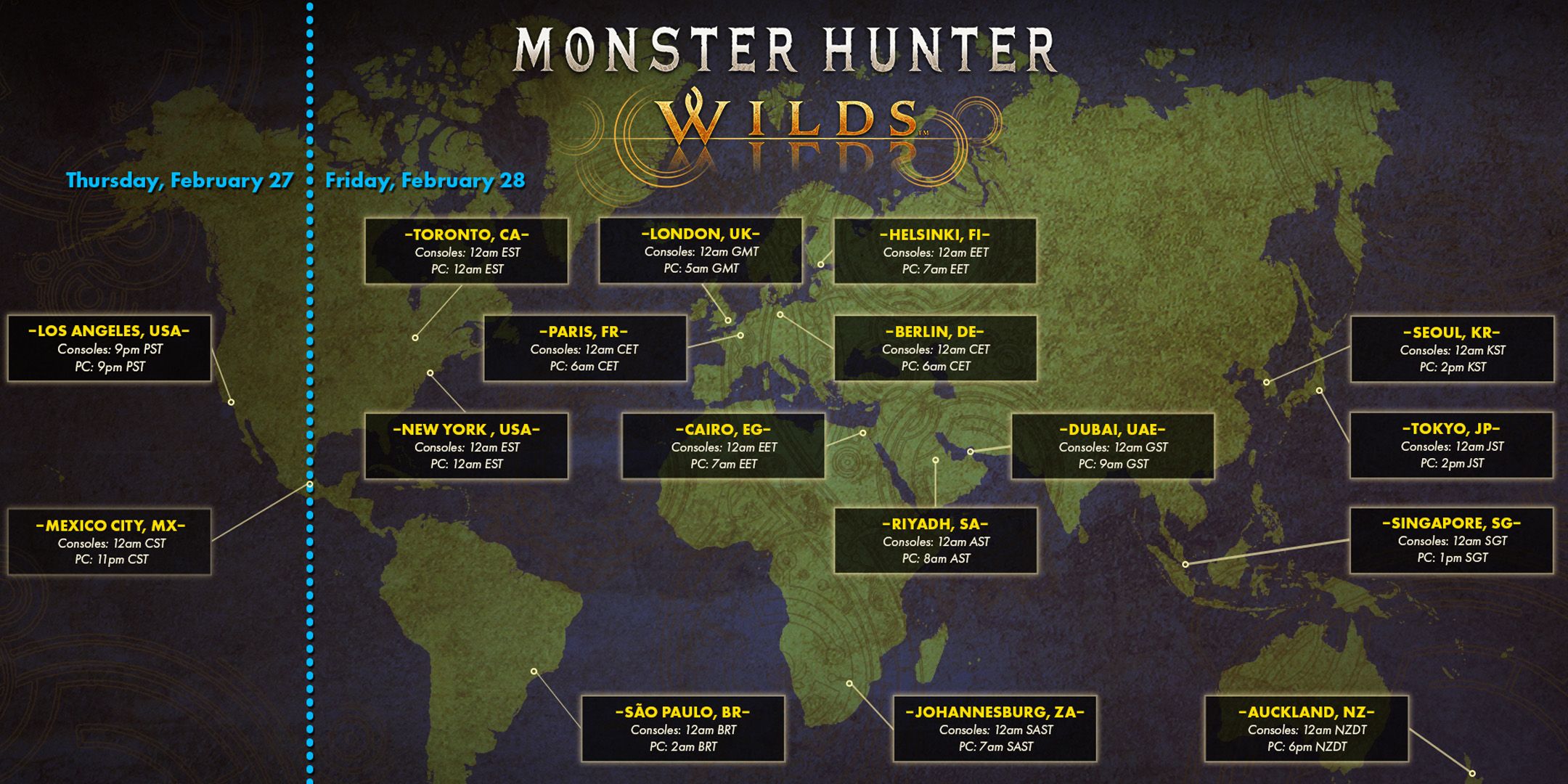 Mapa de lanzamiento digital de Monster Hunter Wilds