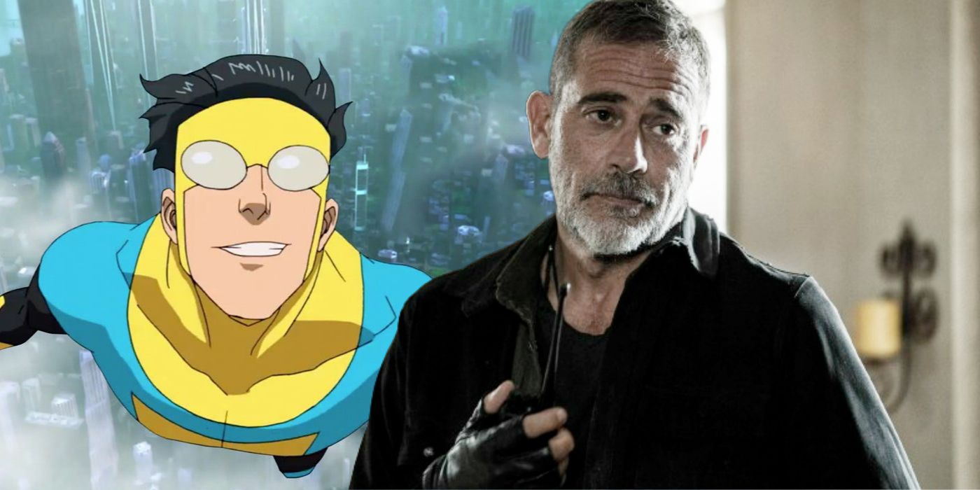 Imagen mezclada de Invincible Flying y Jeffrey Dean Morgan mirando a su lado en la promoción de Dead City