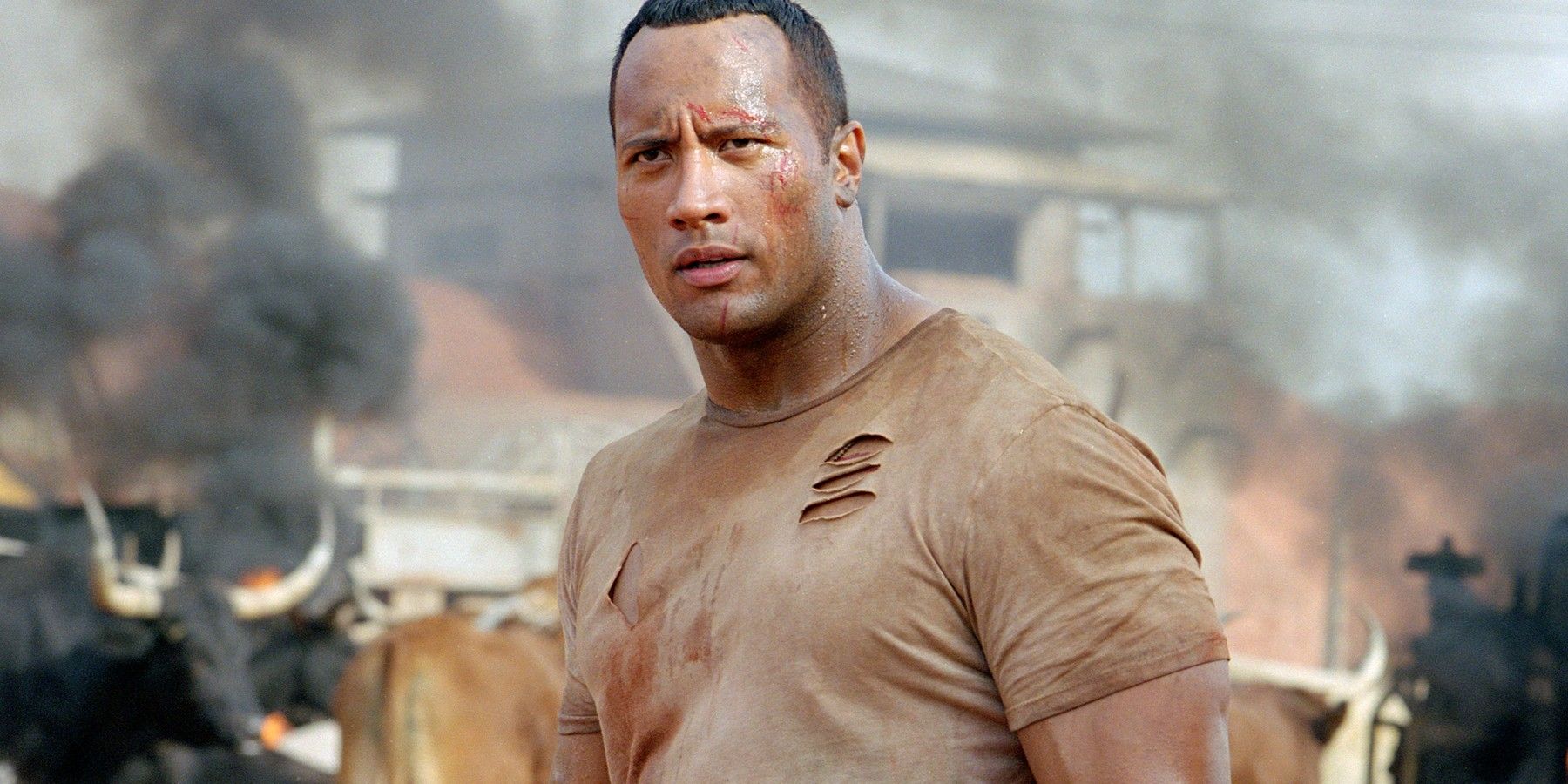 Arnold Schwarzenegger y The Rock solo han aparecido juntos en una sola escena de la película, y probablemente te lo perdieron