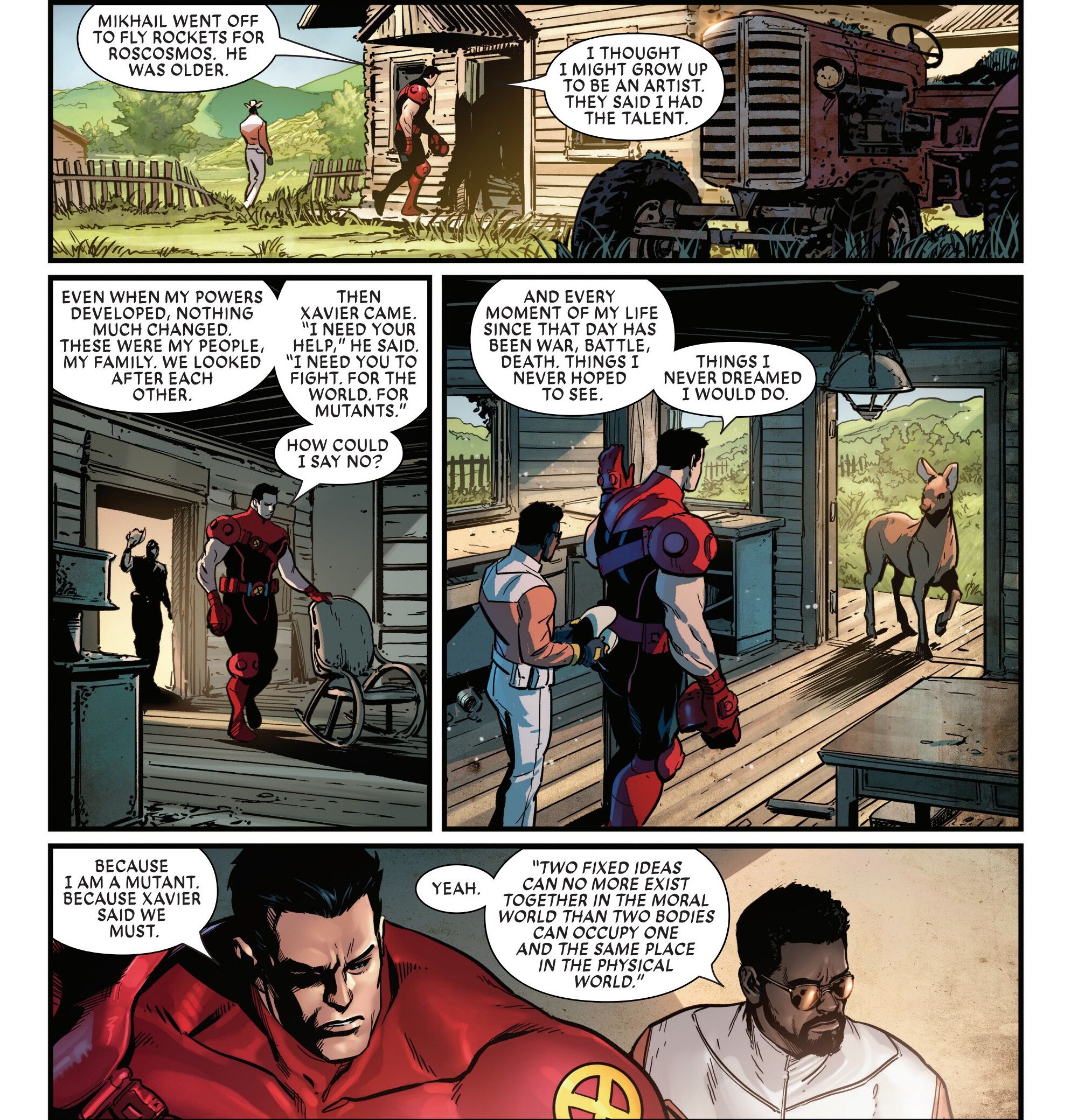 Coloso relata su vida ante los X-Men a John Wraith. 