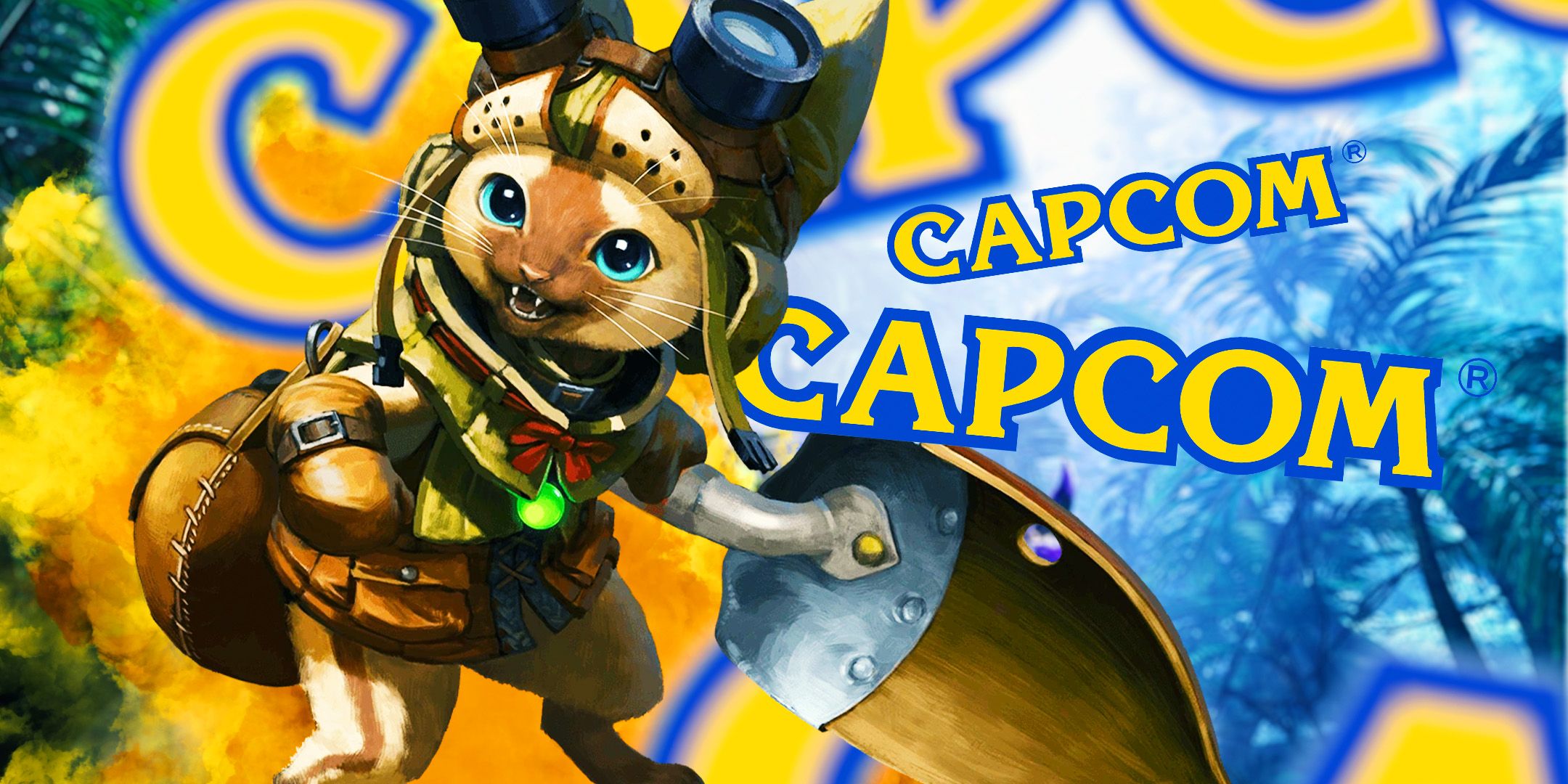 Monster Hunter Wilds Palico Companion con logotipo de Capcom