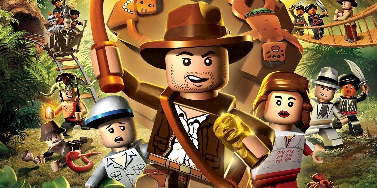 Versiones de LEGO de personajes de Indiana Jones en el LEGO Indiana Jones Key Art.