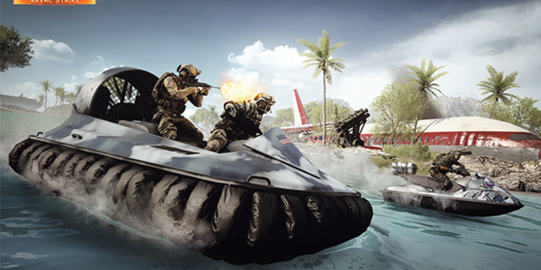 Battlefield 4 Hoverboat con jugadores disparando desde